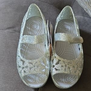 CROCS Sparkling Kids Dress Shoes in Silver